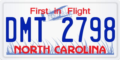 NC license plate DMT2798