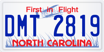 NC license plate DMT2819