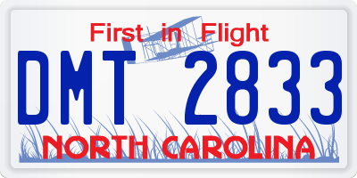 NC license plate DMT2833