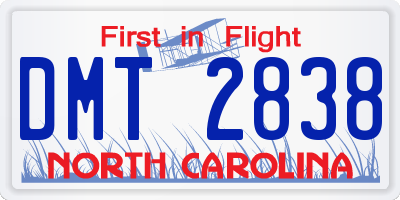 NC license plate DMT2838