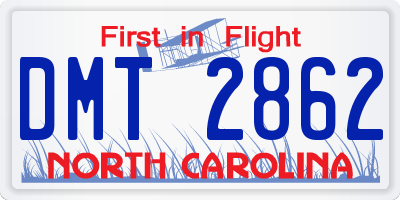 NC license plate DMT2862