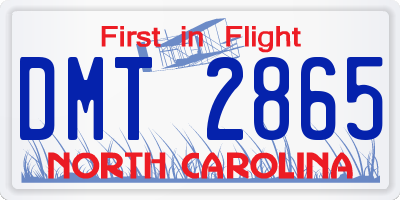NC license plate DMT2865
