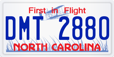NC license plate DMT2880