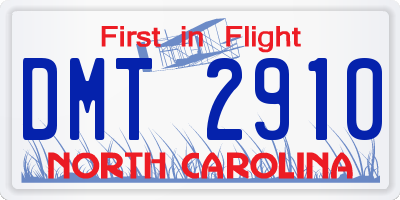 NC license plate DMT2910