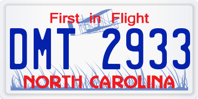 NC license plate DMT2933