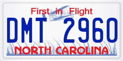 NC license plate DMT2960