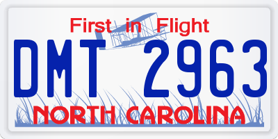 NC license plate DMT2963