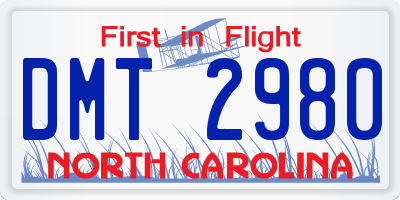 NC license plate DMT2980