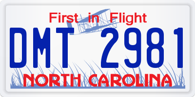 NC license plate DMT2981
