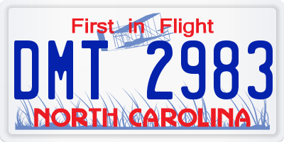 NC license plate DMT2983