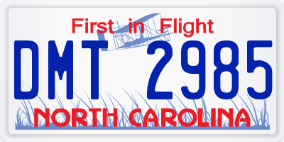 NC license plate DMT2985