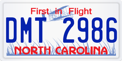 NC license plate DMT2986