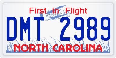 NC license plate DMT2989