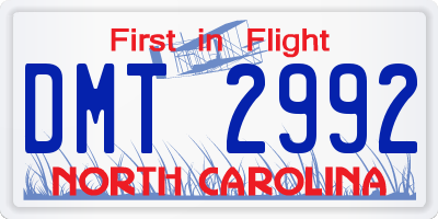 NC license plate DMT2992