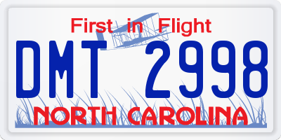 NC license plate DMT2998