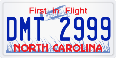 NC license plate DMT2999