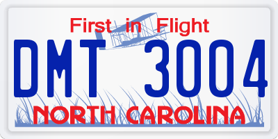 NC license plate DMT3004