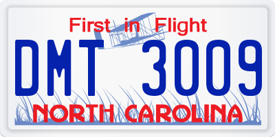 NC license plate DMT3009