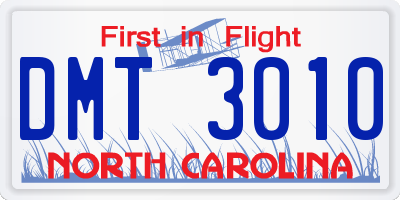 NC license plate DMT3010