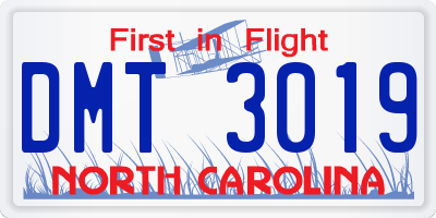 NC license plate DMT3019