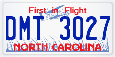 NC license plate DMT3027