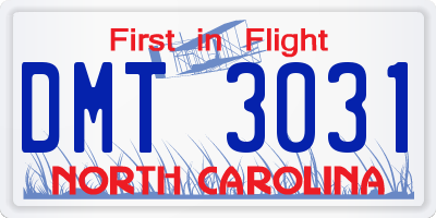 NC license plate DMT3031