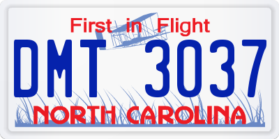 NC license plate DMT3037