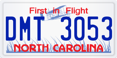 NC license plate DMT3053