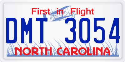 NC license plate DMT3054