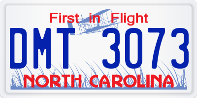 NC license plate DMT3073
