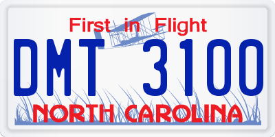 NC license plate DMT3100