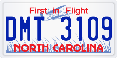 NC license plate DMT3109