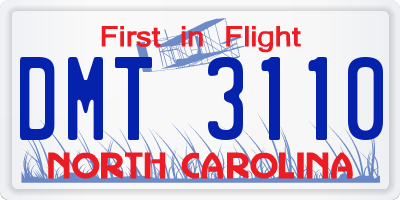 NC license plate DMT3110