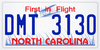 NC license plate DMT3130