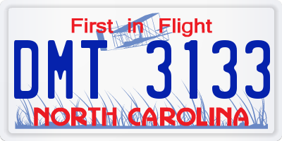 NC license plate DMT3133