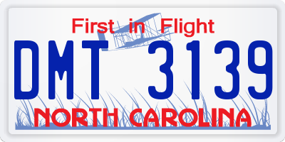 NC license plate DMT3139