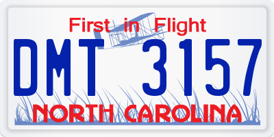 NC license plate DMT3157