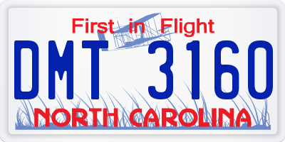 NC license plate DMT3160