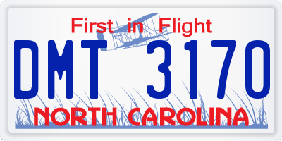 NC license plate DMT3170