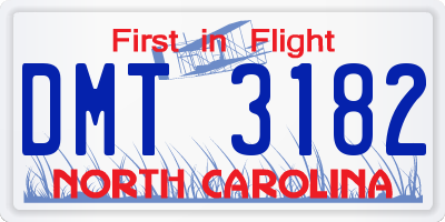 NC license plate DMT3182
