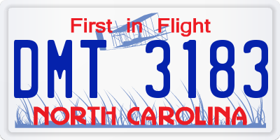 NC license plate DMT3183