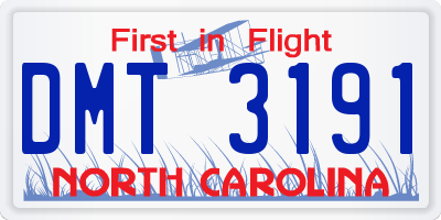 NC license plate DMT3191