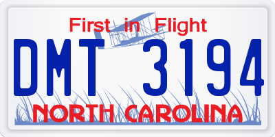 NC license plate DMT3194