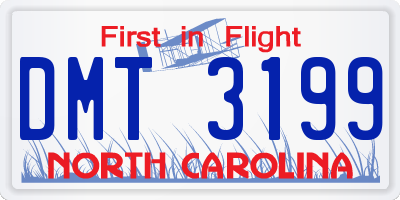 NC license plate DMT3199