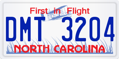 NC license plate DMT3204