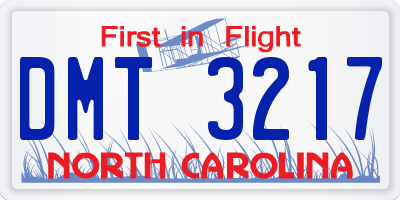 NC license plate DMT3217
