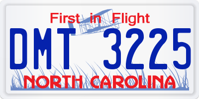 NC license plate DMT3225