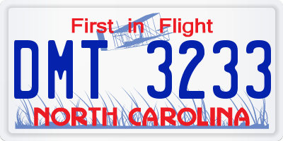 NC license plate DMT3233