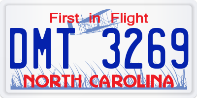 NC license plate DMT3269