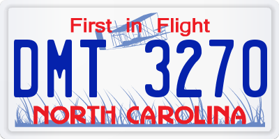 NC license plate DMT3270